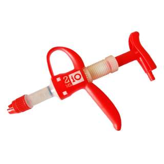 IO Plastic Vaccinator Injector Adjustable Fixed Dose With Finger Grip Hanging Loop 2ml
