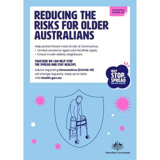 Social Distancing Entrance Wall Poster / Window Door Sticker / Corflute Sign - Reducing the Risks for Older Australians