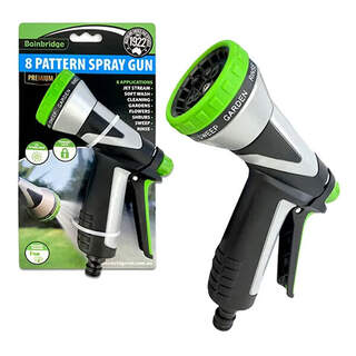 Bainbridge Premium Spray Gun 8 Pattern Hose Multi Nozzle Padded Trigger