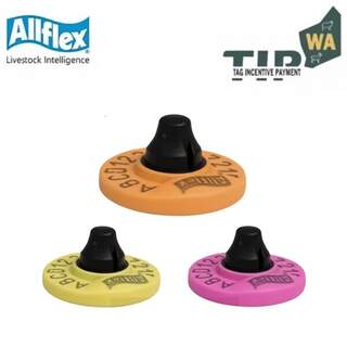 (WA ONLY) Allflex Two Piece Lightweight Tamperproof Electronic HDX eID Orange/Yellow/Pink NLIS Sheep & Goat Tag (WA REBATE)