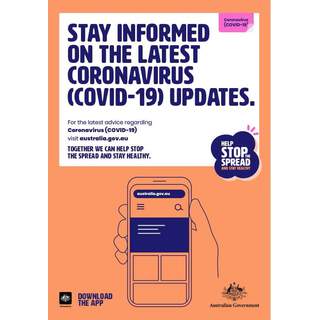 Social Distancing Entrance Wall Poster / Window Door Sticker / Corflute Sign - Stay Informed on the Latest Health Updates