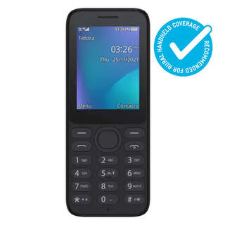 Telstra Lite 3 4G 4GX VoLTE Seniors Push Button Black Alcatel 3080T Blue Tick Mobile Phone