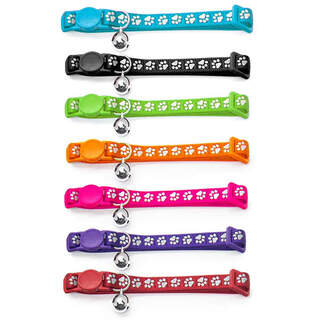 Bainbridge Reflective Paw Print Nylon Cat Collar with Safety Buckle