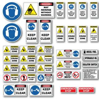 Wood Chipper Mulcher Safety Stickers Risk Assessment Self Adhesive 36 Piece Machinery Sticker Kit
