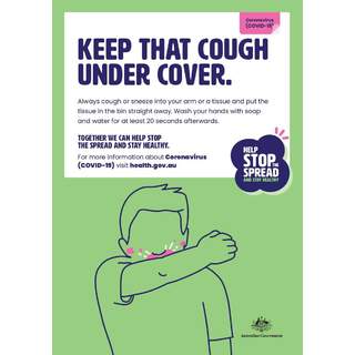 Social Distancing Entrance Wall Poster / Window Door Sticker / Corflute Sign - Keep That Cough or Sneeze Under Cover