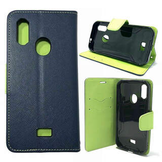 Navy Premium Wallet Style Flip Leather Case for Telstra ZTE Tough Max 3 T86 with Card Holder