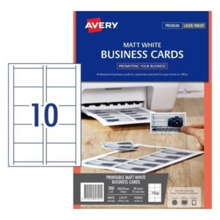 Avery Premium Matt White Laser / Inkjet Printable Business Cards 959025 L7414 150gsm 200 Pack