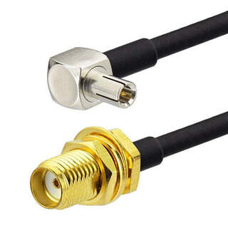 TS9 Right Angle Male to SMA Female Patch Lead RG174 Cable - 15cm