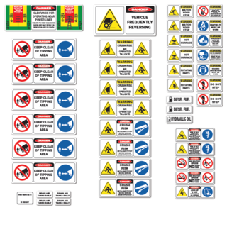 Tipper Truck & Trailer Safety Stickers Risk Assessment Self Adhesive 42 Piece Machinery Sticker Kit