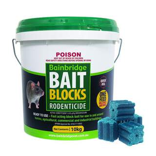 Bainbridge Mouse Rat Rodent Poison Brodifacoum Bait Blocks - 10KG
