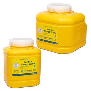 Ace Sharps Medical Sharps Waste Yellow Disposal Container - 2.8L / 5L