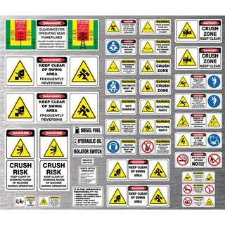 Excavator Safety 11-24 Tonne Stickers Digger Risk Assessment Self Adhesive 39 Piece Machinery Sticker Kit