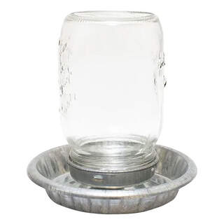 Bainbridge Galvanised Chick Drinker With Glass Mason Top Jar - 1L