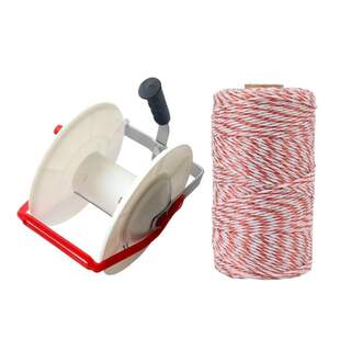 Electric 3:1 Geared Fence Reel with 500m Red and White 2mm Poly Wire 