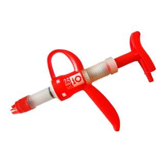 IO Plastic Vaccinator Injector Adjustable Fixed Dose With Finger Grip Hanging Loop 2.5ml