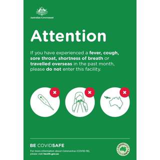 Social Distancing Entrance Wall Poster / Window Door Sticker / Corflute Sign - Fever, Cough, Sore Throat, Overseas