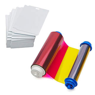 Zebra 106000-10L1 Media Kit 400 PVC 24 Mil Cards with 1 Slot & YMCO Ribbon - 400 images for Zebra ZC10L Printer