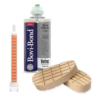 Bovi-Bond Block Clear Adhesive Hoof Bond Cartridge 210ml + 10 Mixing Tips and 10 Hardwood Blocks