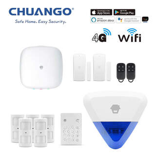 Chuango LTE-400 WiFi & 4G Wireless DIY Smart Home Office Security Alarm Deluxe Kit + Powered Siren (replaces H4-LTE)