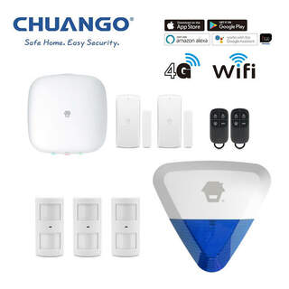 Chuango LTE-400 WiFi & 4G Wireless DIY Smart Home Office Security Alarm Premium Kit + Powered Siren (replaces H4-LTE)