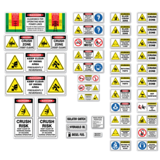 Excavator 2 - 10 Tonne Risk Assessment Self Adhesive 42 Piece Machinery Sticker Kit