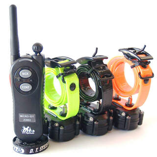 DT Systems Micro iDT Plus Trainer Remote Unit Including 1 Black, 1 Orange and 1 Green Dog Training Collar