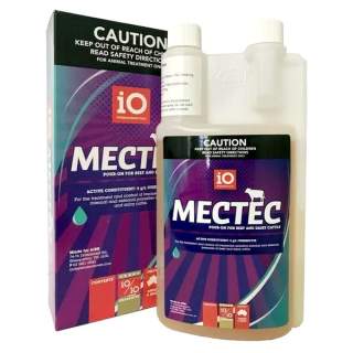 IO Mectec Pour-on Beef Dairy Cattle Control of Internal External Parasites Active Ivermectin 5g/l 500ml