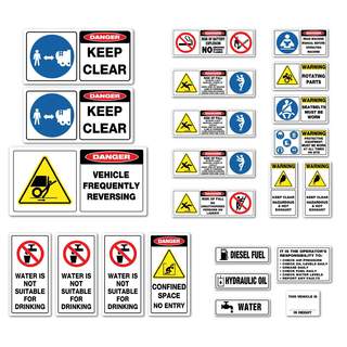 Water Truck Safety Stickers Risk Assessment Self Adhesive 23 Piece Machinery Sticker Kit