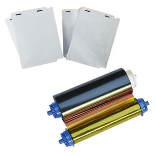 Zebra 106001-10LHF2 Media Kit 400 PVC 24 Mil Cards NTAG213 with 2 Slots & YMCO Ribbon - 400 images for Zebra ZC10L Printer