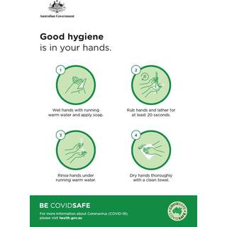Social Distancing Entrance Wall Poster / Window Door Sticker / Corflute Sign - Good Hygiene is in Your Hands Four Steps