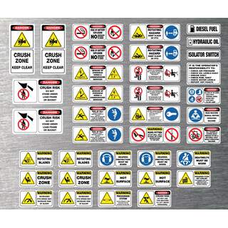 Tractor Safety Stickers Risk Assessment Self Adhesive 37 Piece Machinery Sticker Kit