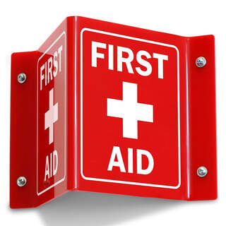 First Aid 2-Sided Projecting Red Triangle Emergency Wall Sign