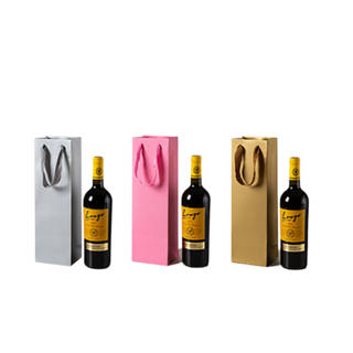 Premium Wine Bottle Gift Bag Gloss Laminate with Twill Ribbon Handles - Gold, Silver or Pink