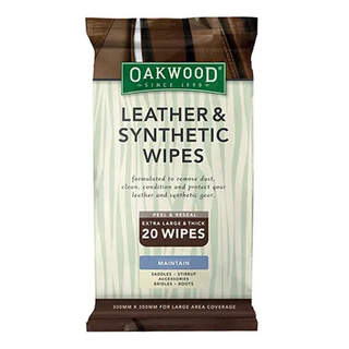 Oakwood Leather Care Leather & Synthetic Wipes - Extra Large & Thick 20 Wipes