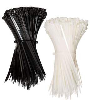 Premium Cable Ties Nylon UV Stabilised Black White Zip Ties 100 Pack - Multiple Sizes