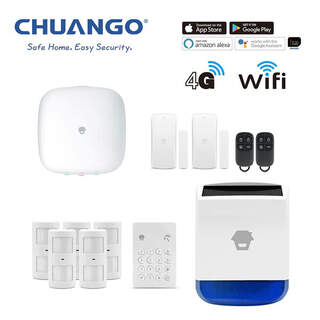 Chuango LTE-400 WiFi & 4G Wireless DIY Smart Home Office Security Alarm Deluxe Kit + Solar Siren (replaces H4-LTE)