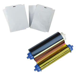 Zebra 106000-10LHF1 Media Kit 400 PVC 24 Mil Cards NTAG213 with 1 Slot & YMCO Ribbon - 400 images for Zebra ZC10L Printer