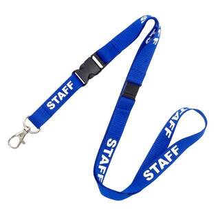 Staff Lanyard Blue - 16mm Wide Pre-Printed with Swivel Snap Clip Trigger Hook & Safety Breakaway