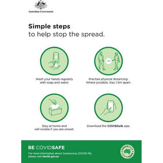 Social Distancing Entrance Wall Poster / Window Door Sticker / Corflute Sign - Four Simple Steps to Help Stop the Spread