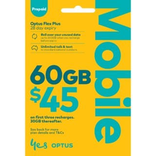 Optus $45 Prepaid Flex Plus Sim Card Starter Kit Pack