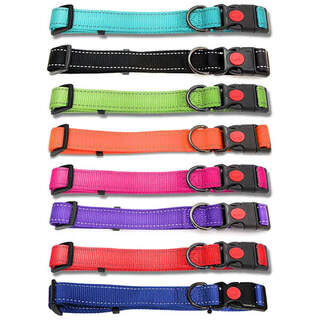 Bainbridge Reflective Strips Nylon Adjustable Webbed Dog Collars