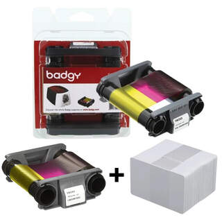 Badgy 100 / 200 Consumable Pack CBGP0001C - Replacement Colour Ribbon CBGR0100C + 100 Pack Cards CBGC0030W
