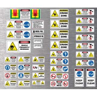 Backhoe Safety Stickers Risk Assessment Self Adhesive 39 Piece Machinery Sticker Kit