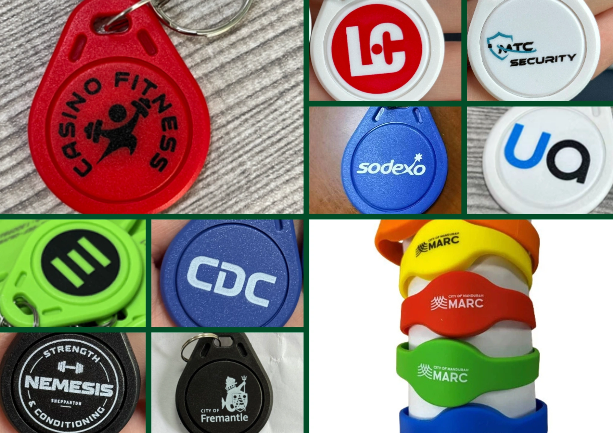 silkscreen printed RFID key fobs