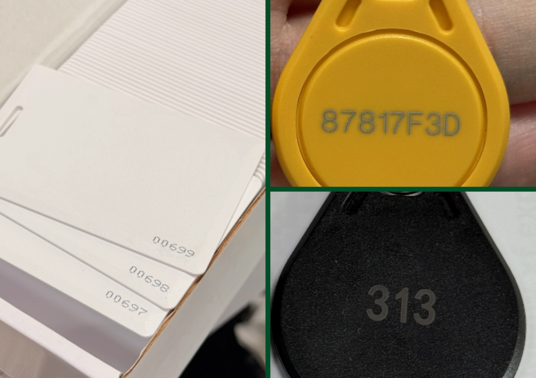 laser marked RFID cards with serial numbers